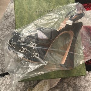 Black Gucci Embellished leather Platform.